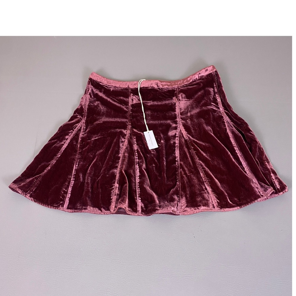 Banana Republic Velvet Mini Skirt Women's Size 14 Burgundy Red Fit Flare New NWT
